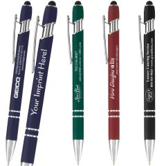 Custom Soft Touch® Metal Pens with Stylus - Special Offer