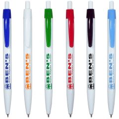 Custom Cambria Plastic Retractable Ballpoint Pen - Colored Clip