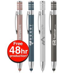Marin Softy Metallic Pen with Stylus and Laser Engraved Imprint - FREE 48 Hour Rush Production