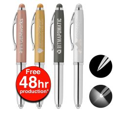 Vivano Softy Metallic Stylus Pen with LED Light and Laser Engraved Imprint - FREE 48 Hour Rush Production
