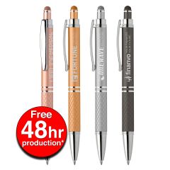 Phoenix Softy Metallic Pen with Stylus with Laser Engraved Imprint - FREE 48 Hour Rush Production
