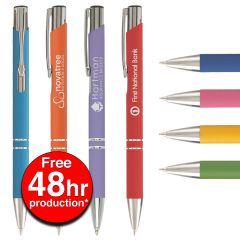 Tres-Chic Softy Brights Pen with Laser Engraved Imprint - FREE 48 Hour Rush Production