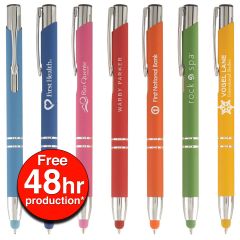 Tres-Chic Softy Brights Pen with Stylus with Laser Engraved Imprint - FREE 48 Hour Rush Production