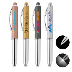 Vivano Softy Metallic Pen with LED Light and Stylus - ColorJet Imprint